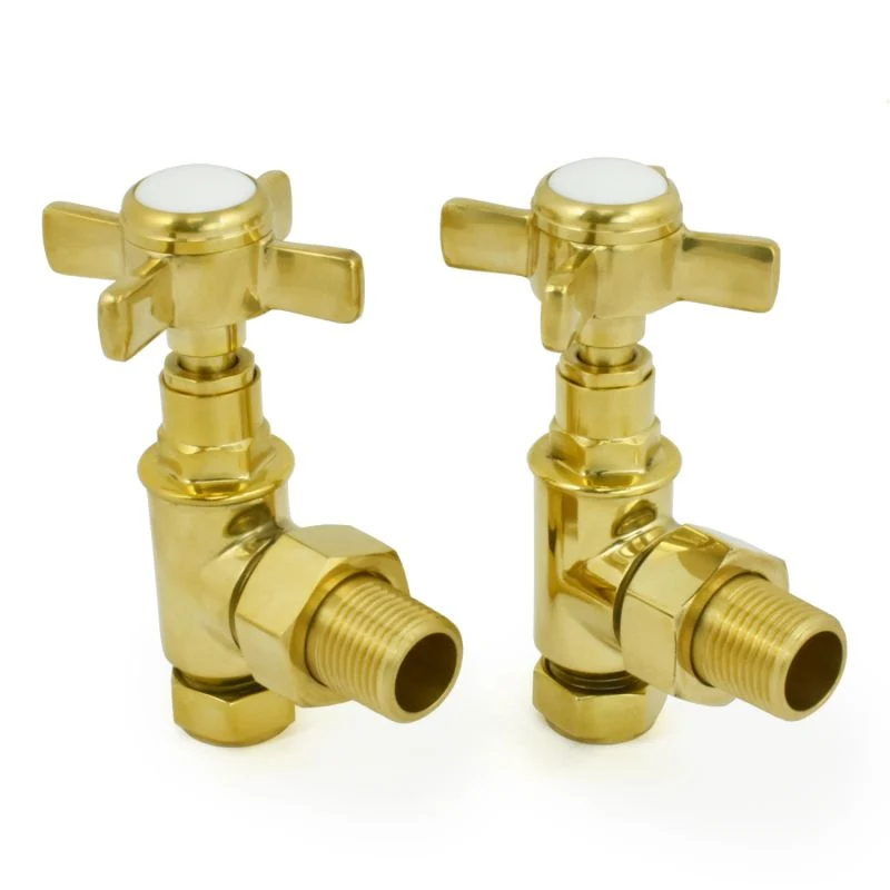 Cambridge Crosshead Manual Radiator Valve Angled - Unlacquered Brass