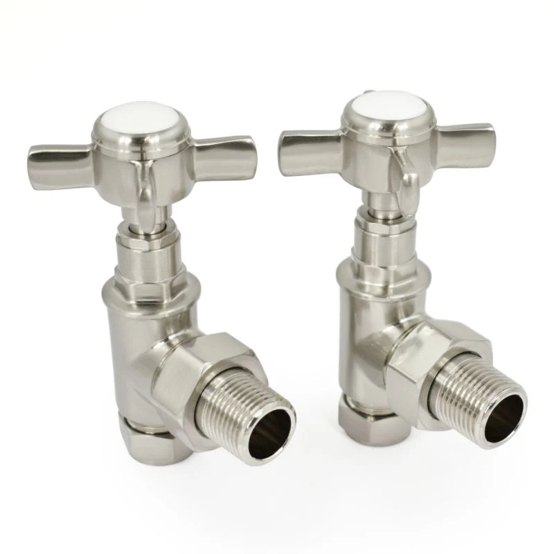 Cambridge Crosshead Manual Radiator Valve Angled - Satin Brushed Nickel