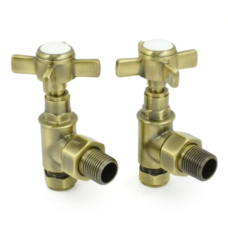 Cambridge Crosshead Manual Radiator Valve Angled- Antique Brass