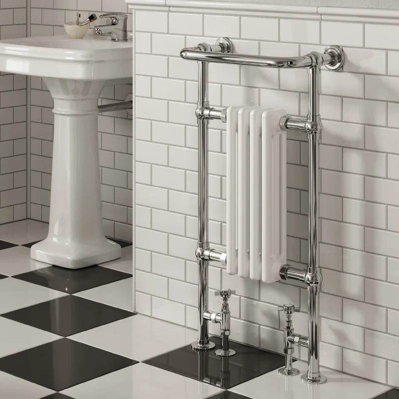 Alicia Heated Towel Rail - 960mm x 495mm - Chrome/White