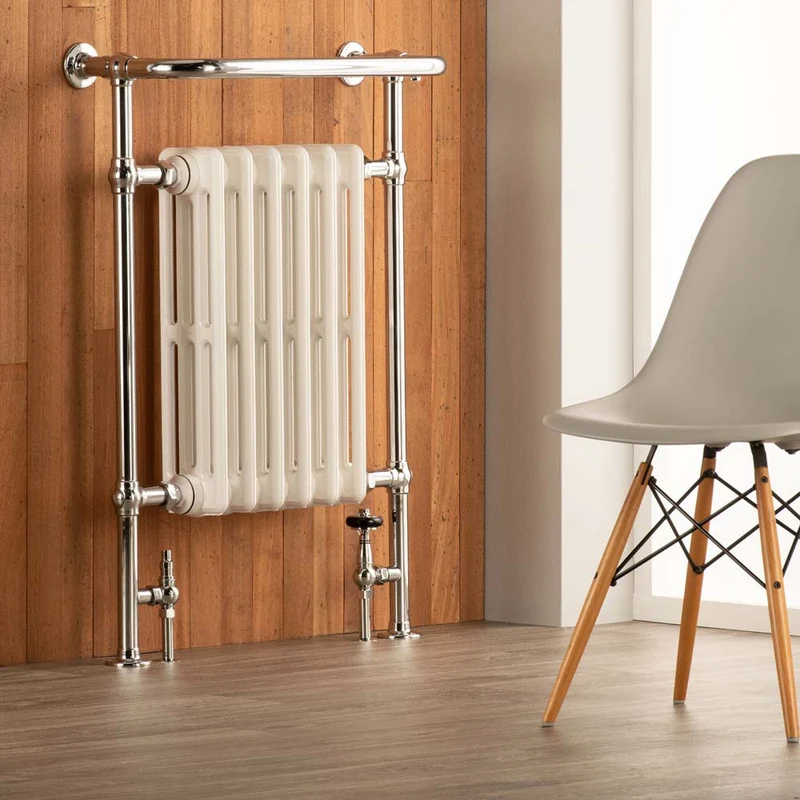 Neo-Classic Cast Iron Column Towel Rail - 963 x 673 - Chrome Frame - Various Colours