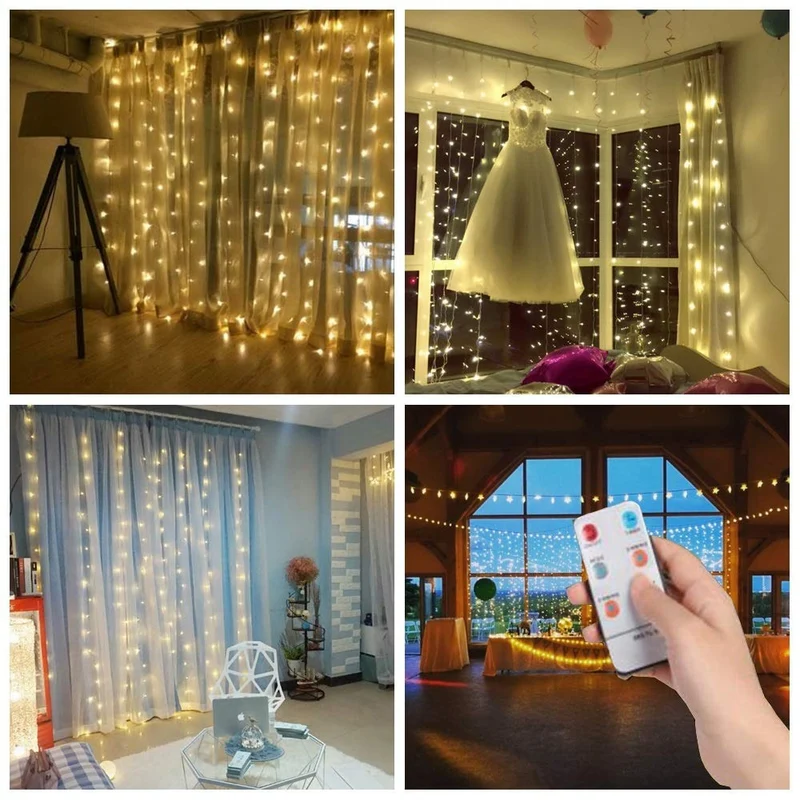 LED sterren gordijn kerst - 3 x 3 meter - warm wit - 300 LED