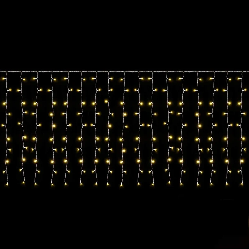 LED gordijn kerst - 6 x 1 meter - warm wit - 300 leds