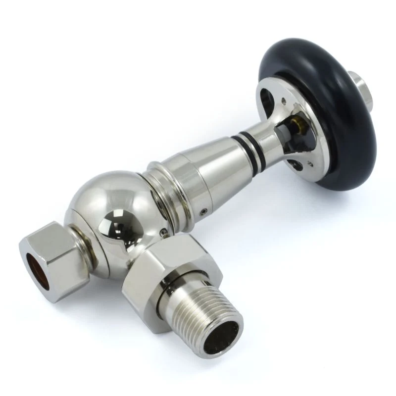 Amberley Thermostatic Radiator Valve Angled - Polished Nickel