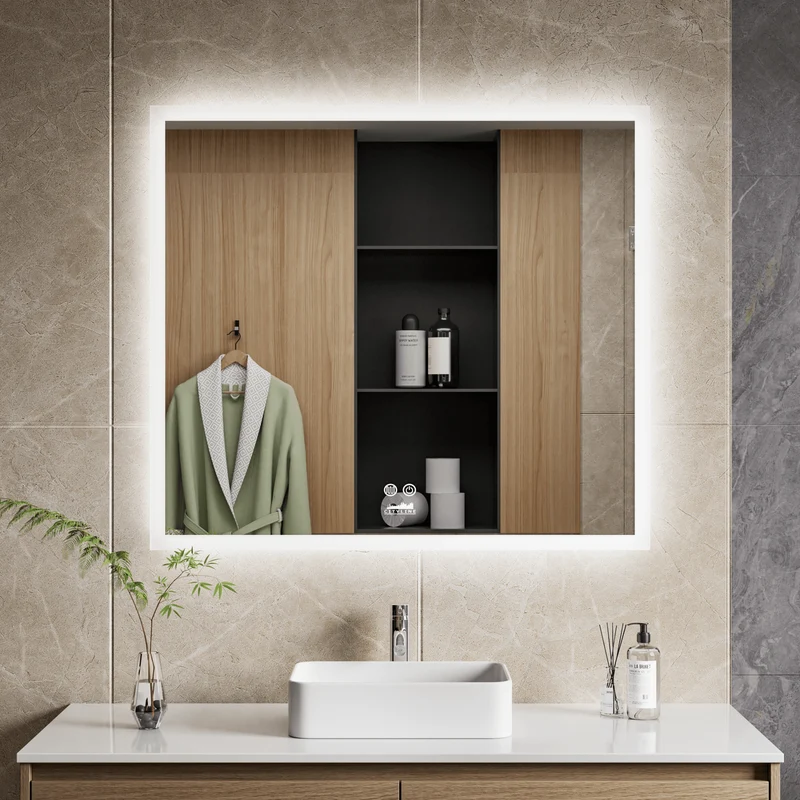 Moderne Badkamer Spiegel "Oristano" - 80 x 90 cm - LED & Anti-condens
