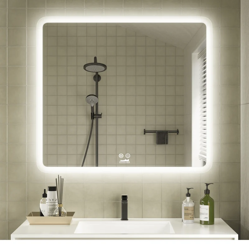 Moderne Badkamer Spiegel "Alghero" - 80 x 90 cm - LED & Anti-condens