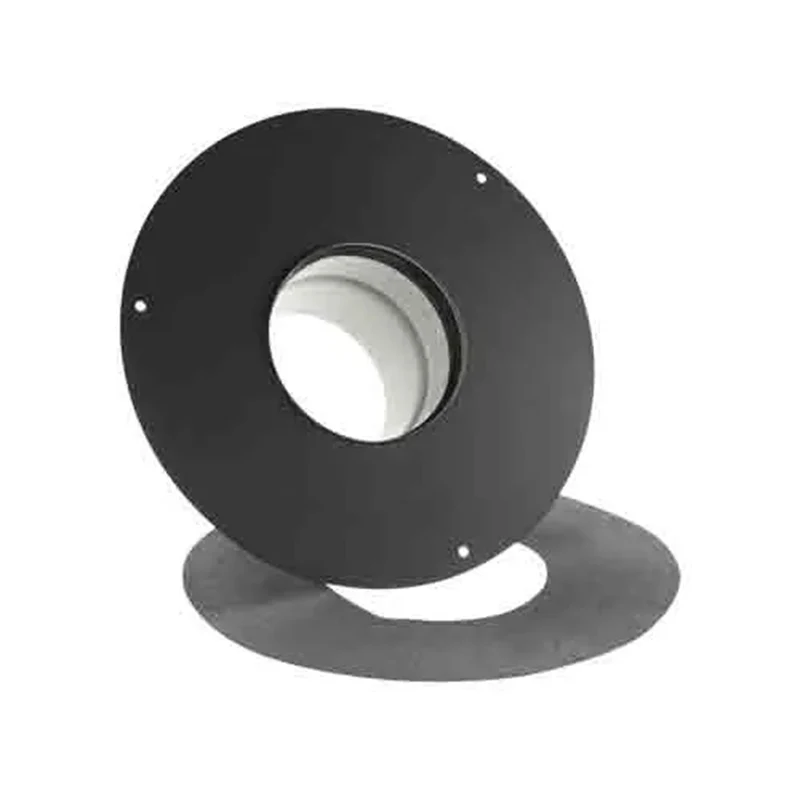 Rozet Ø80 mm – 4 cm met nisbus – Pelletkachelafvoer – Zwart staal