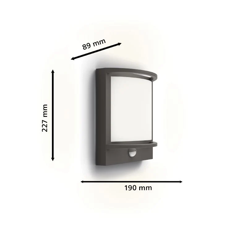 Philips LED wandbuitenlamp Samondra met bewegingssensor 3,8W antraciet