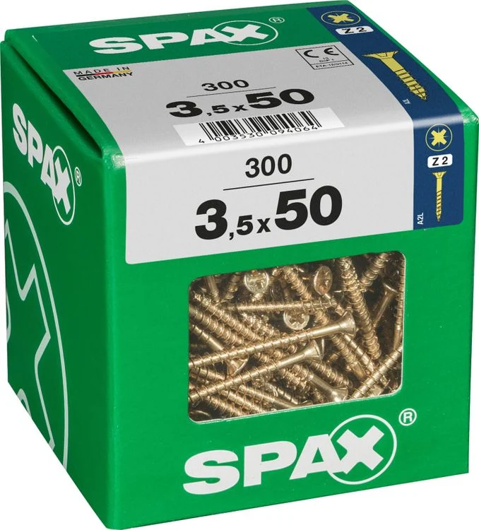 Spax schroef pozidrive verzinkt 3,5x50mm 300st
