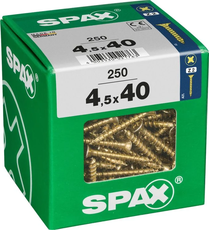Spax schroef pozidrive verzinkt 4,5x40mm 250st