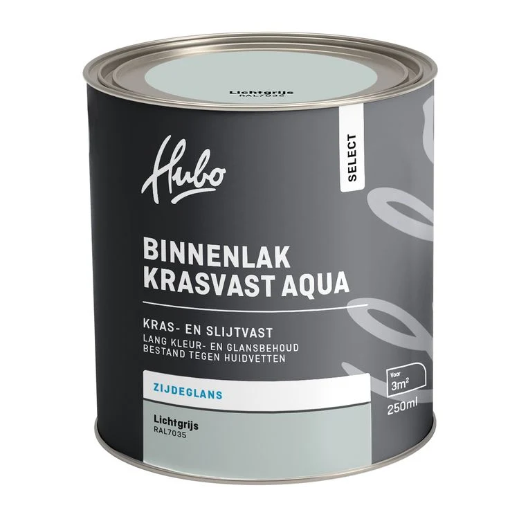 Hubo Select binnenlak zijdeglans RAL7035 lichtgrijs 250ml