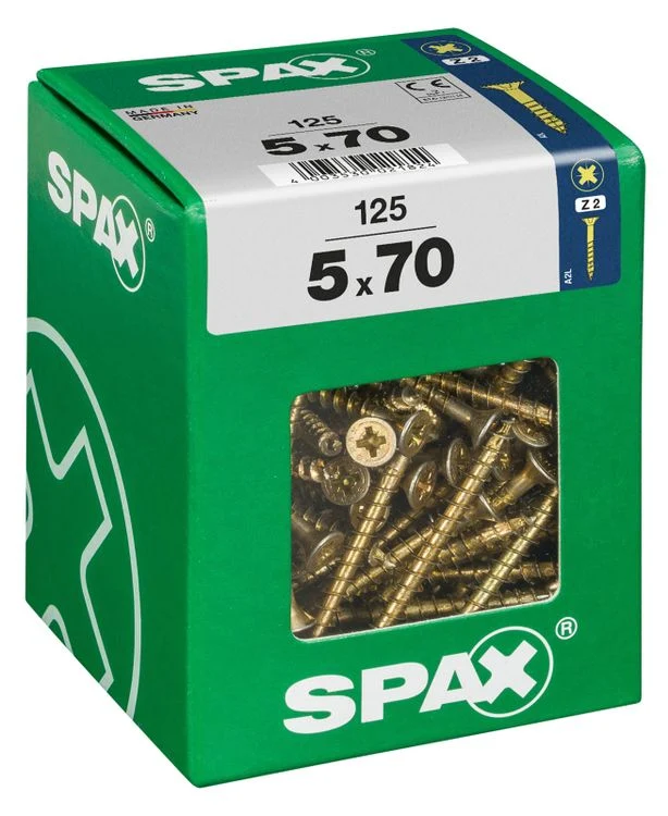 Spax schroef pozidrive verzinkt 5x70mm 125st