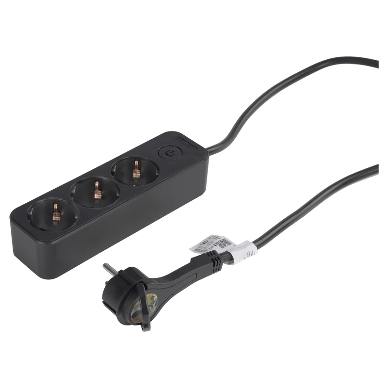 Q-Link stekkerdoos 3-voudig zwart 1,5m