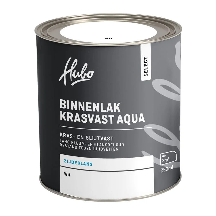 Hubo Select binnenlak zijdeglans wit 250ml