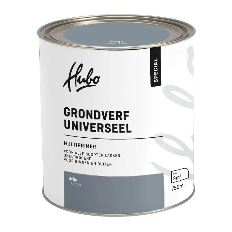 Hubo Universeel grondverf mat RAL7001 grijs 250ml