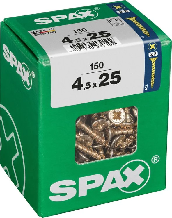 Spax schroef pozidrive verzinkt 4,5x25mm 150st