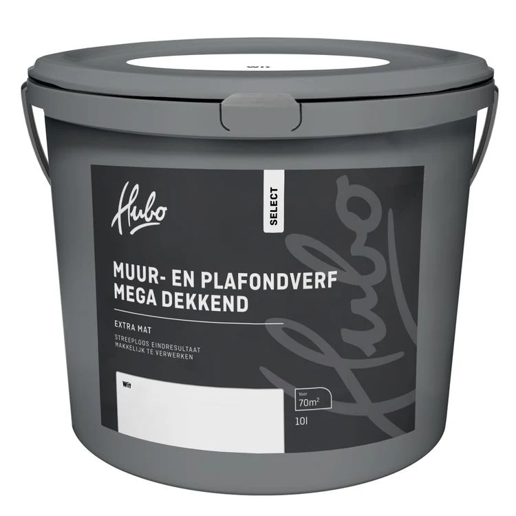 Hubo muur- en plafondverf extra mat wit 10L