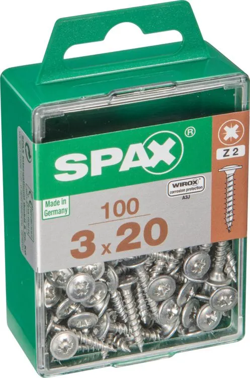 Spax achterwandschroef pozidrive discuskop 3x20mm 100st