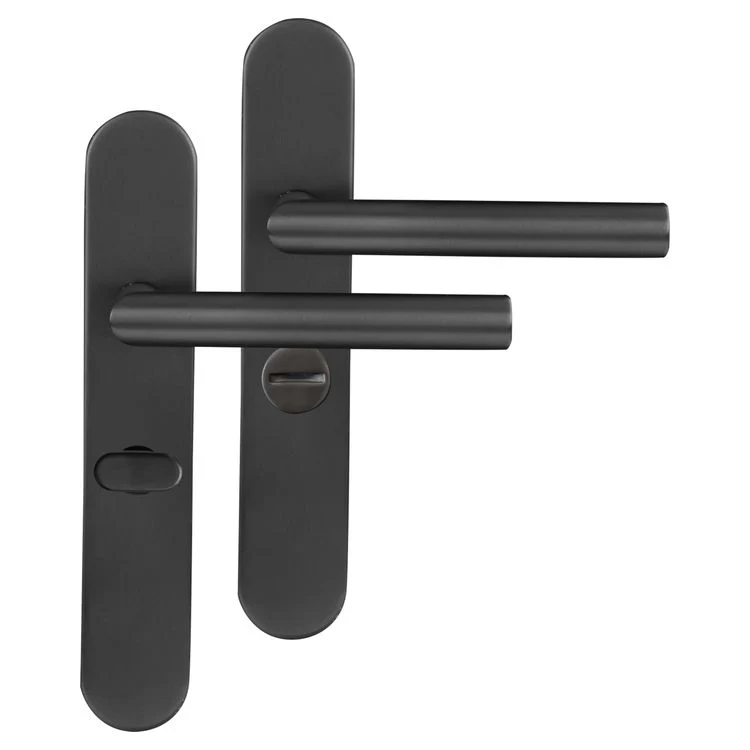 Differnz Amsterdam deurkruk schild met sluiting gun metal ovaal RVS
