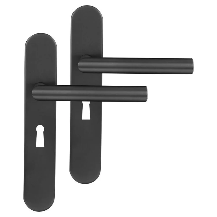 Differnz Amsterdam deurkruk schild met sleutelgat gun metal ovaal RVS
