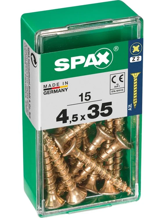 Spax schroef pozidrive verzinkt 4,5x35mm 15st