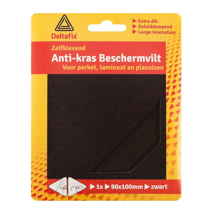 Deltafix anti-krasvilt rechthoek zwart 90x100mm