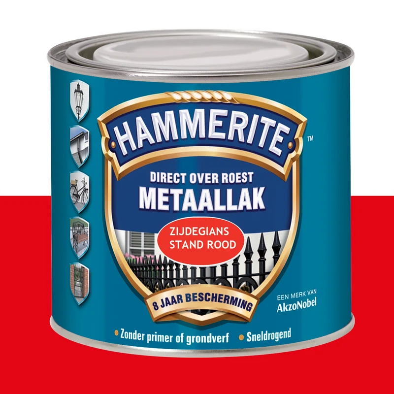 Hammerite metaallak zijdeglans rood 250ml