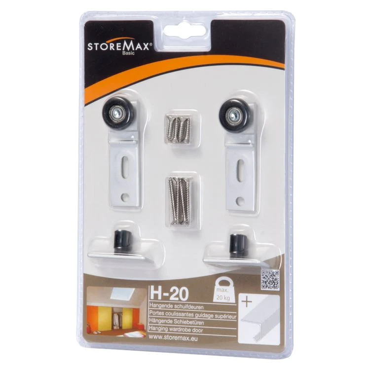 Storemax schuifdeur wielset Basic H20 grijs aluminium 20cm