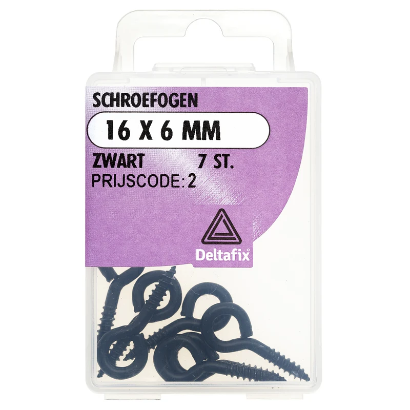 Deltafix schroefoog gecoat metaal zwart 16x6mm 7st