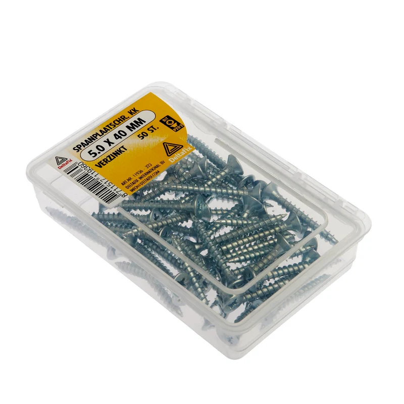 Deltafix spaanplaatschroef pozidrive platkop 5x40mm 50st