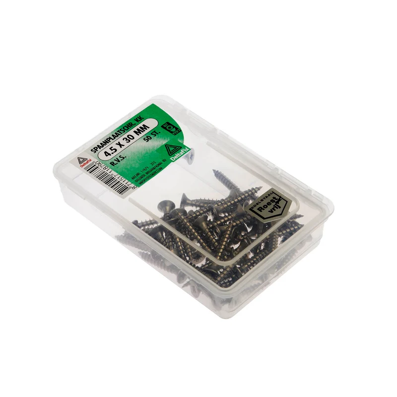 Deltafix spaanplaatschroef pozidrive platkop 4,5x30mm 50st