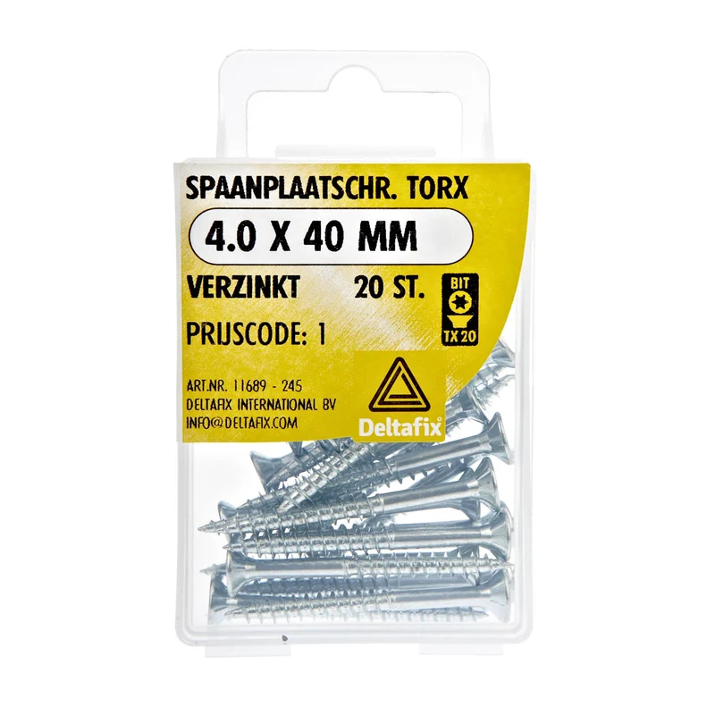 Deltafix spaanplaatschroef platkop 3,5x20mm 40st