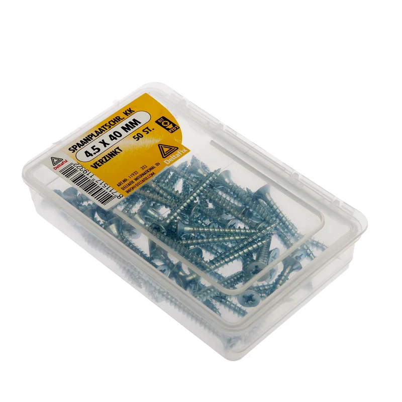 Deltafix spaanplaatschroef pozidrive platkop 4,5x40mm 50st