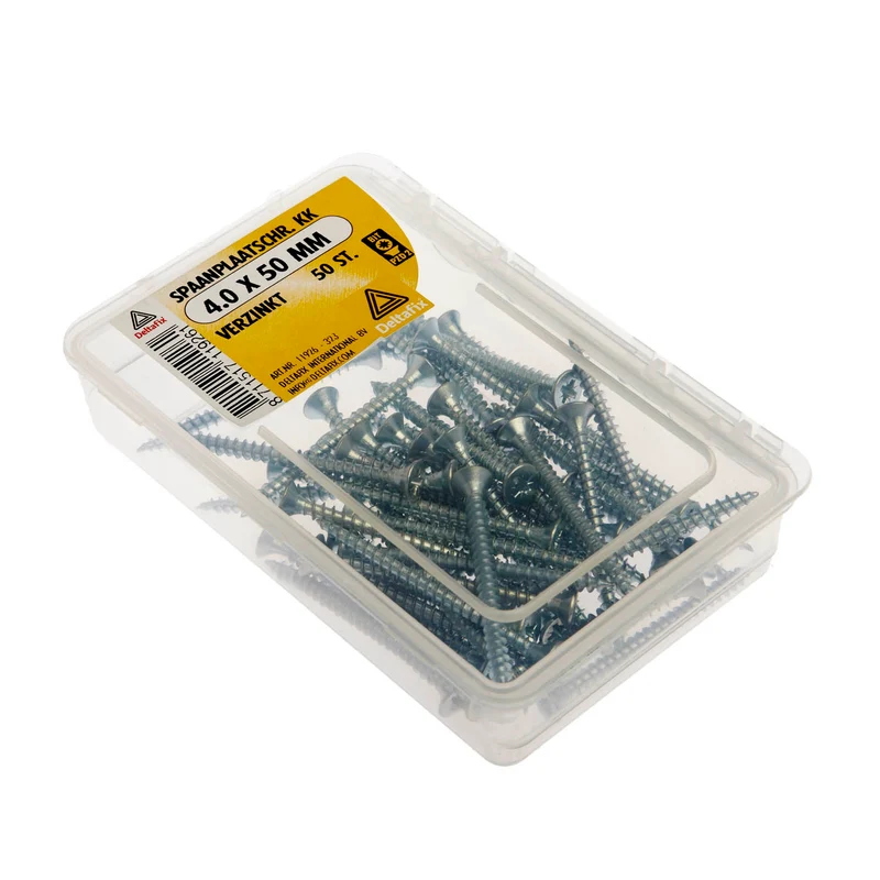 Deltafix spaanplaatschroef pozidrive platkop 4x50mm 50st