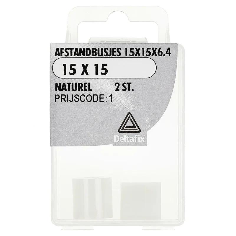 Deltafix afstandbus nylon 15x15x6,4mm 2st
