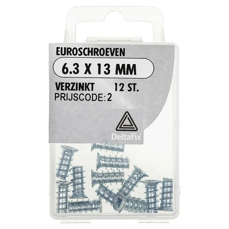 Deltafix euroschroef pozidrive verzonken kop 6,3x13mm 12st