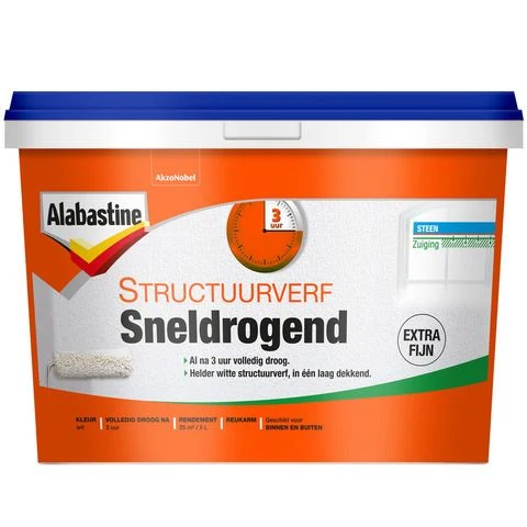 Alabastine structuurverf 3-in-1 extra fijn mat wit 5L