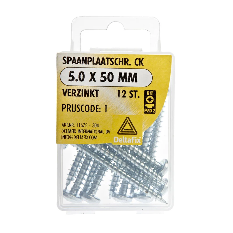 Deltafix spaanplaatschroef pozidrive cilinderkop 5x50mm 12st