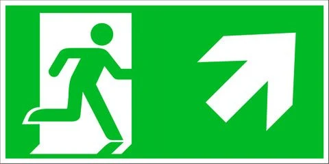Pickup pictogram vluchtweg trap op rechts 300x150mm