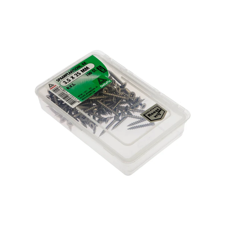 Deltafix spaanplaatschroef pozidrive platkop 3,5x25mm 100st