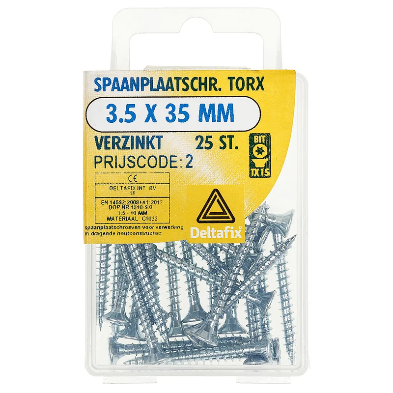 Deltafix spaanplaatschroef platkop 3,5x35mm 25st