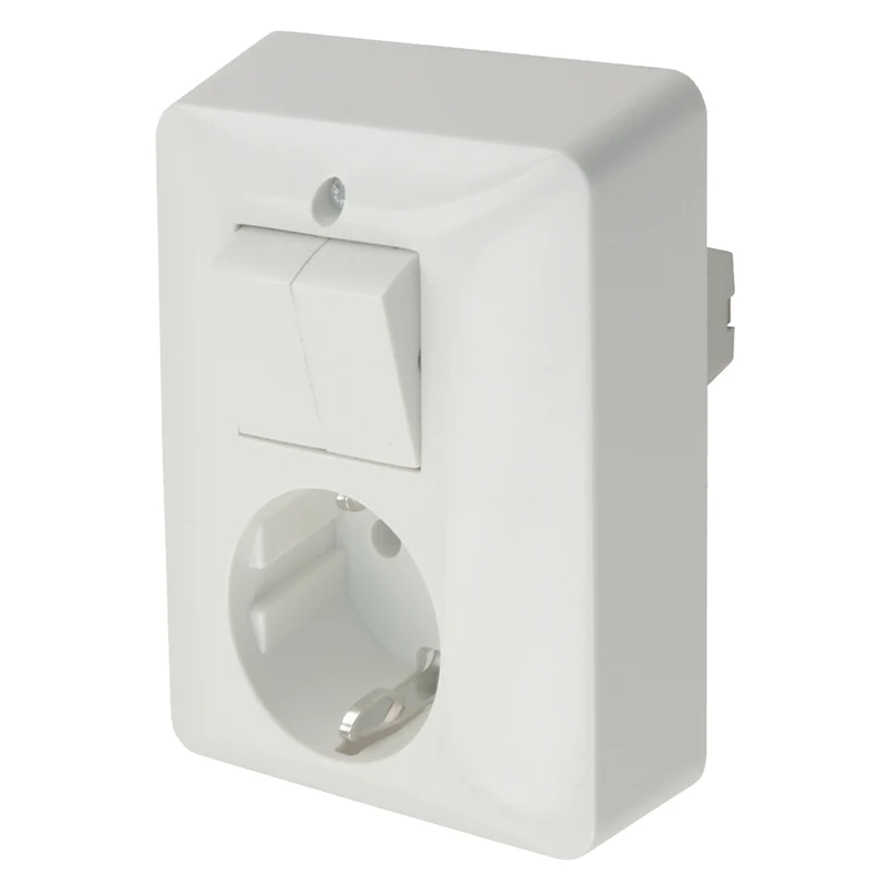 UNI inbouw stopcontact + schakelaar kindbeveiliging randaarde wit
