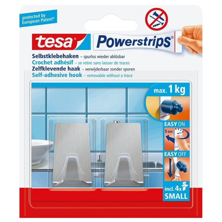 Tesa Powerstrips haak rechthoek kunststof dubbel wit 2st