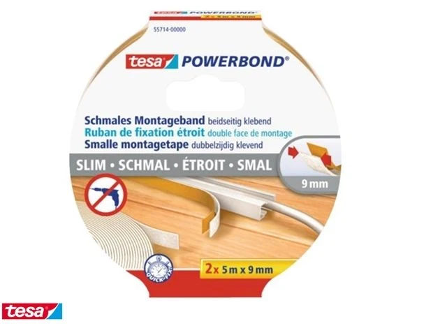 Tesa Powerbond montagetape wit 9mm 5m
