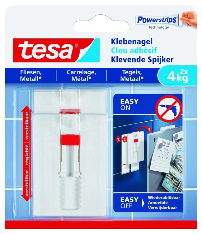 Tesa Powerstrips klevende spijker rechthoek kunststof wit 2st