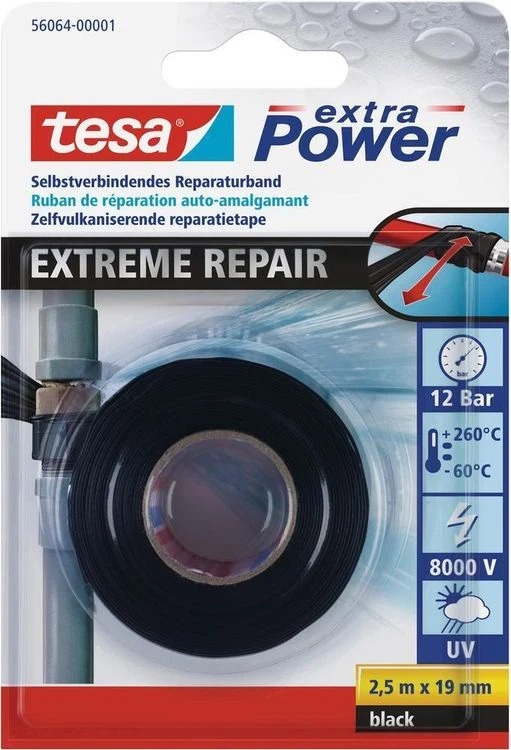 Tesa Extreme Repair reparatietape zwart 19mm 2,5m