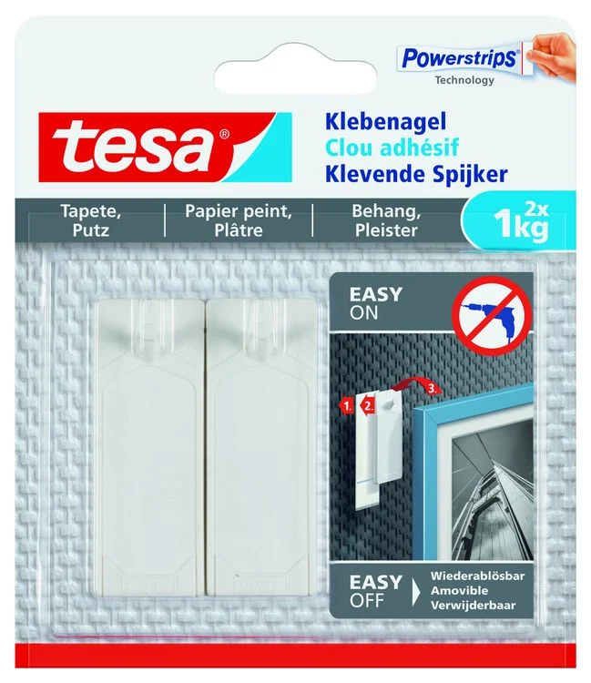 Tesa Powerstrips klevende spijker rechthoek kunststof wit 2st