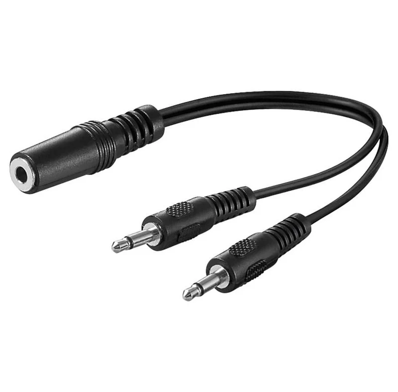 3.5mm Jack splitter - Mono naar stereo - 2x Male naar 1x Female