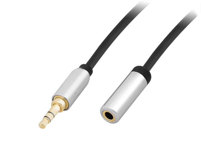 3,5 inch Jack Male naar 3,5 inch Jack Female Verlengkabel 1 meter Premium Afgeschermd - Zwart