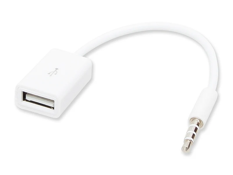 Mini Jack 3,5mm naar USB Female - 15 cm - Wit